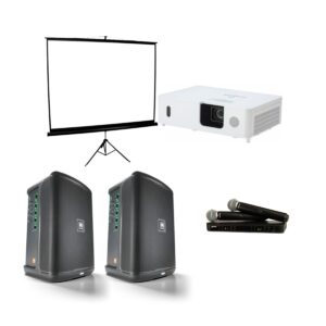 Projector Package with Two Battery Speakers and Two Wireless Mics - DJ Hire North Shore